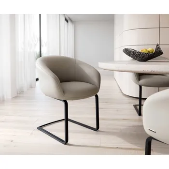 Jídelní židle DELIFE Jídelní židle Vinka-Flex s područkami pravá kůže tmavě béžová jídelní židle plochá černá taštičkové pružiny