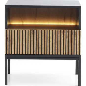 Noční stolek Noční stolek Sento s LED osvětlením 54 cm dub wotan/černý