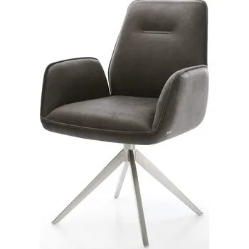 Jídelní židle DELIFE Jídelní židle Zoa-Flex mikrovlákno antracit vintage křížová podnož široká nerezová ocel 360° otočný houpací funkce taštičkové pružiny