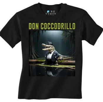 Dívčí tričko Dětské tričko Italský Brainrot Don Coccodrillo (Velikost: 7-8, Barva: Černá)