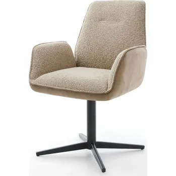 Jídelní židle DELIFE Jídelní židle Zoa-Flex kombinace materiálů tmavě béžová podnož ve tvaru kříže černá 360° otočný taštičkové pružiny