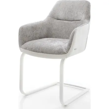 Jídelní židle DELIFE Jídelní židle Pejo-Flex mix materiálů pravá kůže bílá stříbrně šedá jídelní židle plochá bílá taštičkové pružiny