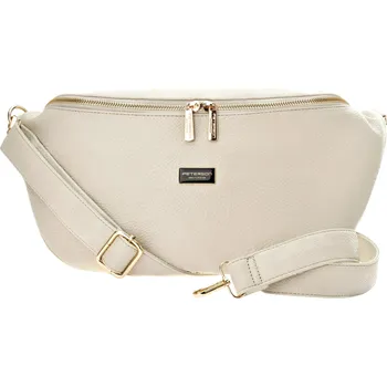 Kabelka Velká dámská ledvinka prostorná elegantní klasická crossbody - krémová PETERSON 5905054538712
