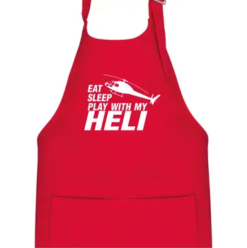 Kuchyňská zástěra Eat Sleep Play With My Heli - Dětská zástěra na vaření - Univerzální velikost ( Červená )