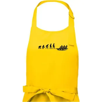 Kuchyňská zástěra Evoluce veslování 3 lidi - Dámská zástěra na vaření - Univerzální velikost ( Žlutá )