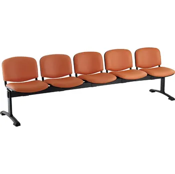 Kožená lavice ISO, 5-sedák - černé nohy, oranžová