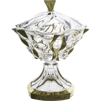 Dóza na potraviny Křišťálová dóza na noze, Bohemia Treasury, SAMBA - Rhapsody-Gold, 25 cm