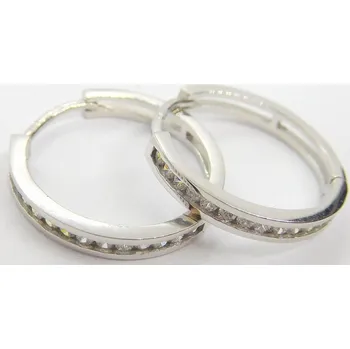 Náušnice Klenoty Budín Dámské kruhové náušnice z bílého zlata se zirkony 585/1,63gr HK2185 (Klenoty Budín Dámské kruhové náušnice z bílého zlata se zirkony 585/1,63gr HK2185)