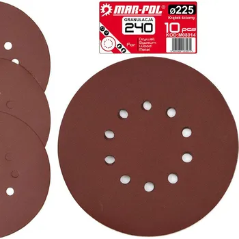 Brusný kotouč MAR-POL Brusný kotouč na suchý zip 225mm P240 sada 10ks 61227 M08014