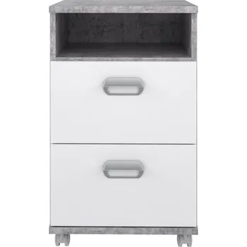 Noční stolek Noční stolek Emar 40x67x42 cm, bílý a šedý