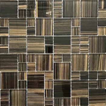Obklad MOSAIC Skleněná mozaika MSM70 zlato-černá šrafovaná