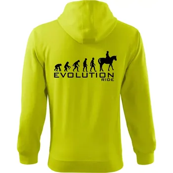 Pánská mikina Evoluce Ride horse - Mikina s kapucí na zip trendy zipper - XL ( Limetková )