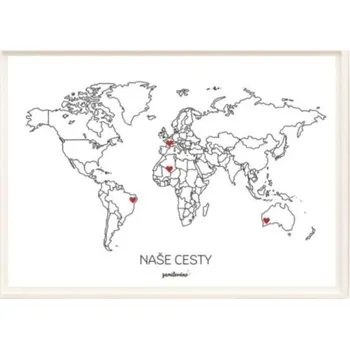 Vzpomínková mapa Naše cesty – Svět, A3 + rám - doprava zdarma od 1499 Kč