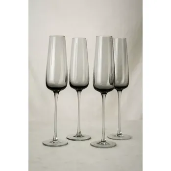 Sada nádobí Broste Copenhagen Sklenice na šampanské Smoke, klar-grau, 0,2 L, sada 4 ks