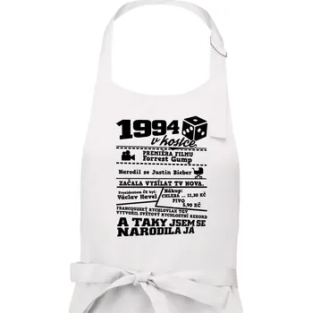 Kuchyňská zástěra 1994 v kostce - Dámská zástěra na vaření - Univerzální velikost ( Bílá )