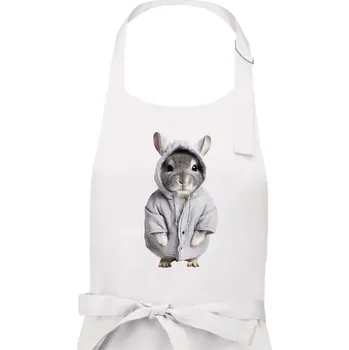 Kuchyňská zástěra Křeček v mikině - Dámská zástěra na vaření - Univerzální velikost ( Bílá )