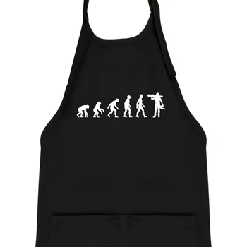 Kuchyňská zástěra Evoluce dřevorubec - pila a kmen - Dětská zástěra na vaření - Univerzální velikost ( Černá )