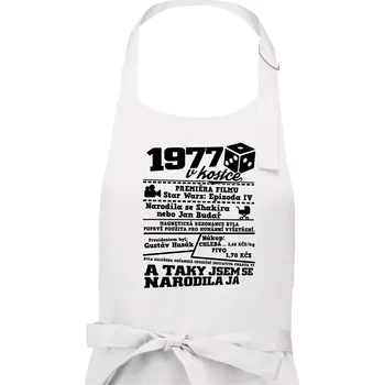 Kuchyňská zástěra 1977 v kostce - Dámská zástěra na vaření - Univerzální velikost ( Bílá )