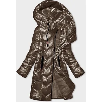 Dámská bunda Hnědká vypasovaná dámská metalická zimní bunda Rosse Line (7227) odstíny hnědé M (38)