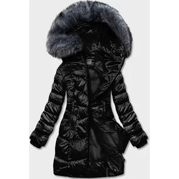 Černá dámská metalická zimní bunda (B8072-1) odstíny černé XL (42)