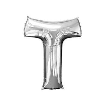 Balon Litera "T" 81cm srebrny