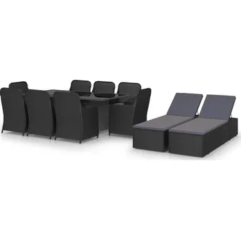 Zahradní sestava vidaXL 11dílný zahradní jídelní set polyratan černý