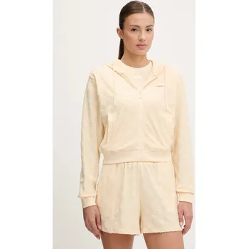 Dámská mikina Mikina Guess PEONY dámská, béžová barva, s kapucí, vzorovaná, V5GQ00 KCT02 V5GQ00.KCT02 08X, vel. XS