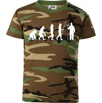 Evoluce malíř pokojů - Dětské maskáčové triko - 104-110cm / 3-4 roky ( Hnědý maskáč )