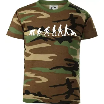Evoluce tatínek - Dětské maskáčové triko - 146 cm/10 let ( Hnědý maskáč )