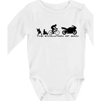 Evolution of man (supersport) - Body kojenecké s dlouhým rukávem - Dlouhý r. 3-6 měs ( Bílá )