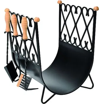 M&M Technika Koš na dřevo velký s nářadím - černý