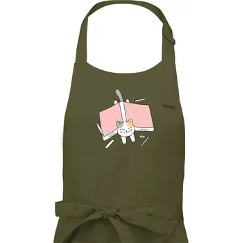 Kuchyňská zástěra Učení na státnice kočka - Dámská zástěra na vaření - Univerzální velikost ( Khaki )