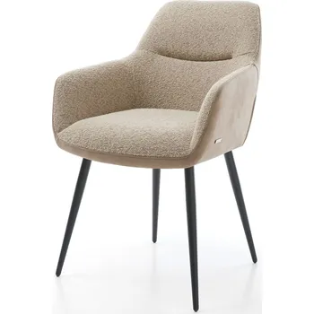 Jídelní židle DELIFE Jídelní židle Pejo-Flex materiálová kombinace tmavě béžová 4-nohá zúžená černá taštičkové pružiny