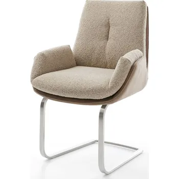 Jídelní židle DELIFE Jídelní židle Clea-Flex kombinace materiálů tmavě béžová jídelní židle plochá nerezová ocel