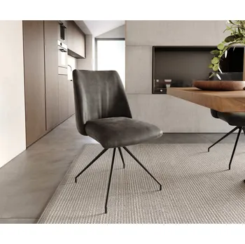 Jídelní židle DELIFE Jídelní židle Elso-Flex mikrovlákno antracit vintage křížová podnož zúžená černá otočný 180° taštičkové pružiny