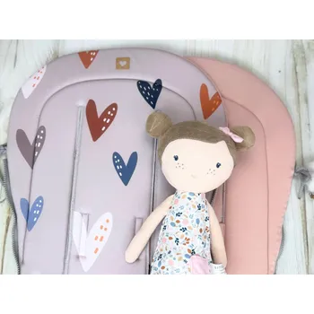 Podložka do kočárku prodloužená (Hearts, pastel pink bambus)