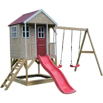 Zahradní domek Wendi Toys Dětský zahradní domek se 2 houpačkami, skluzavkou i pískovištěm