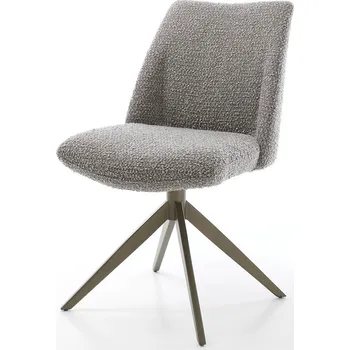 Jídelní židle DELIFE Jídelní židle Elso-Flex bouclé stříbrně šedá široká křížová podnož titanová povrchová úprava 360° otočná taštičkové pružiny