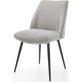 Jídelní židle DELIFE Jídelní židle Elso-Flex plyšový manšestr stříbrně šedá 4-nohá zúžená černá taštičkové pružiny