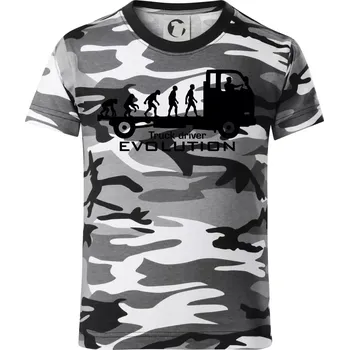 Chlapecké tričko Truck driver evolution - Dětské maskáčové triko - 134 cm/8 let ( Šedý maskáč )