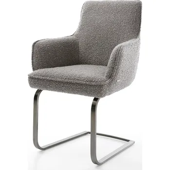 Jídelní židle DELIFE Jídelní židle Heira-Flex s područkami bouclé stříbrně šedá jídelní židle plochá grafit taštičkové pružiny
