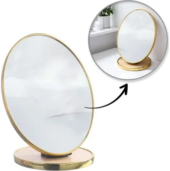 Kosmetické zrcátko Flamenco Mystique Stojací oválné dřevěné kosmetické zrcátko se zlatým rámem 15 x 20 cm L18