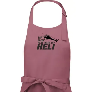 Kuchyňská zástěra Eat Sleep Play With My Heli - Pánská zástěra na vaření - Univerzální velikost ( Starorůžová )