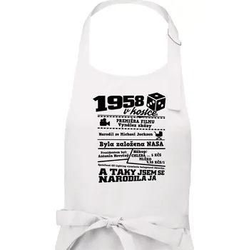 Kuchyňská zástěra 1958 v kostce - Dámská zástěra na vaření - Univerzální velikost ( Bílá )