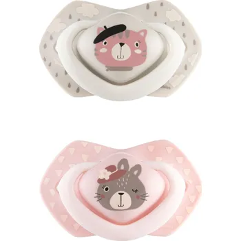 dudlíky CANPOL BABIES Set symetrických silikonových dudlíků 18m+ Bonjour Paris růžový