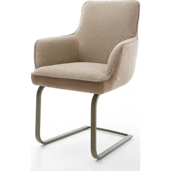 Jídelní židle DELIFE Jídelní židle Heira-Flex s područkami materiálová kombinace tmavě béžová jídelní židle plochý titanová povrchová úprava taštičkové pružiny