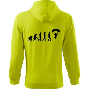 Pánská mikina Evoluce paragliding - Mikina s kapucí na zip trendy zipper - S ( Limetková )