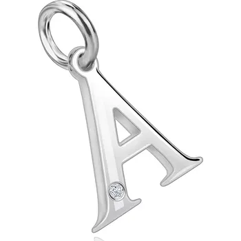 Přívěsek Diamantový přívěsek ze stříbra 925 - velké písmeno A, kulatý briliant
