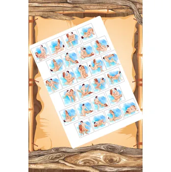 Jedlá dekorace na dort Jedlý tisk na fondánový list 25 kostiček 4x4 cm na celoroční kalendáře - bonboniéry "Kámasútra II."