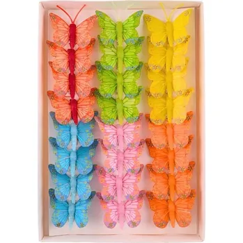 Klip motýl 5cm Flowers mix barev